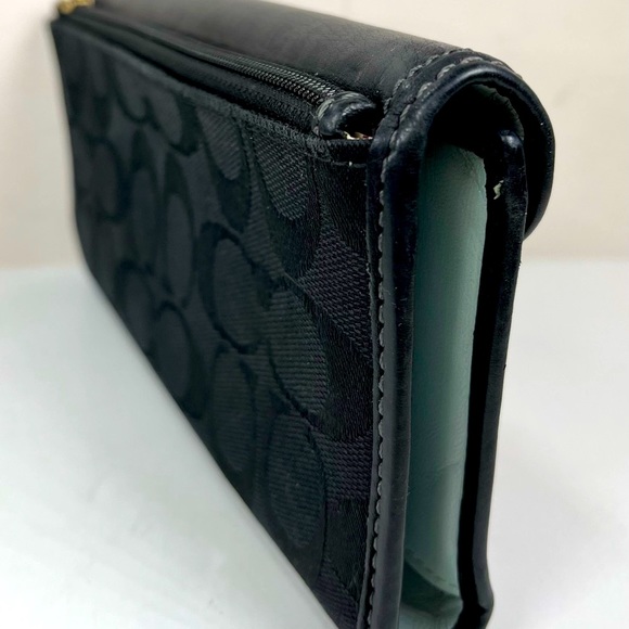 Coach Bleecker Tattersall Black Signature Clutch Wallet- Lightly Distressed - Picture 5 of 15